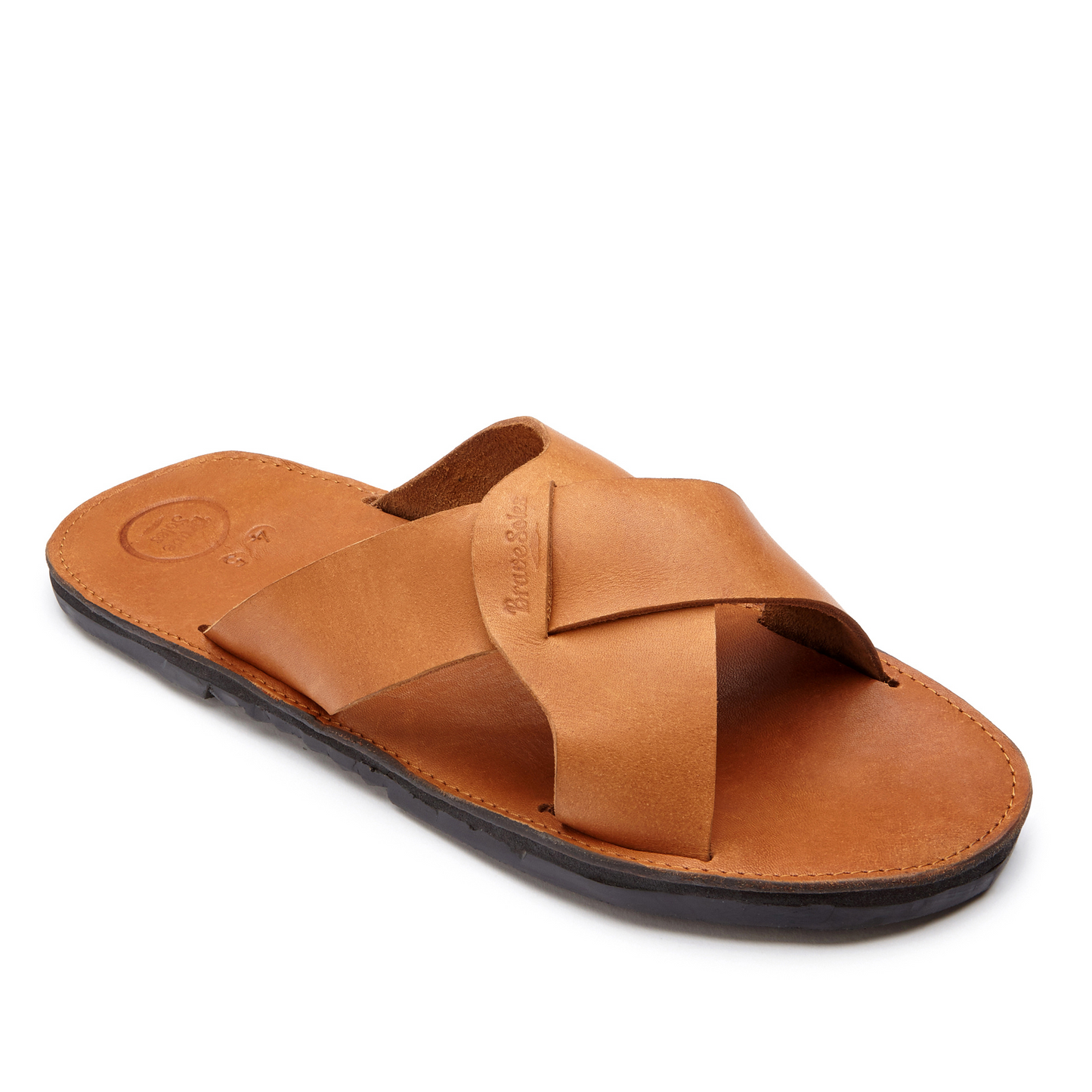 The Miina Santiago Leather Flip Flop Caramel Angle View