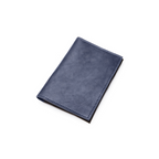 The Pearson Blue Upcycled aircraft leather passport holder on a white background by Miina Goods