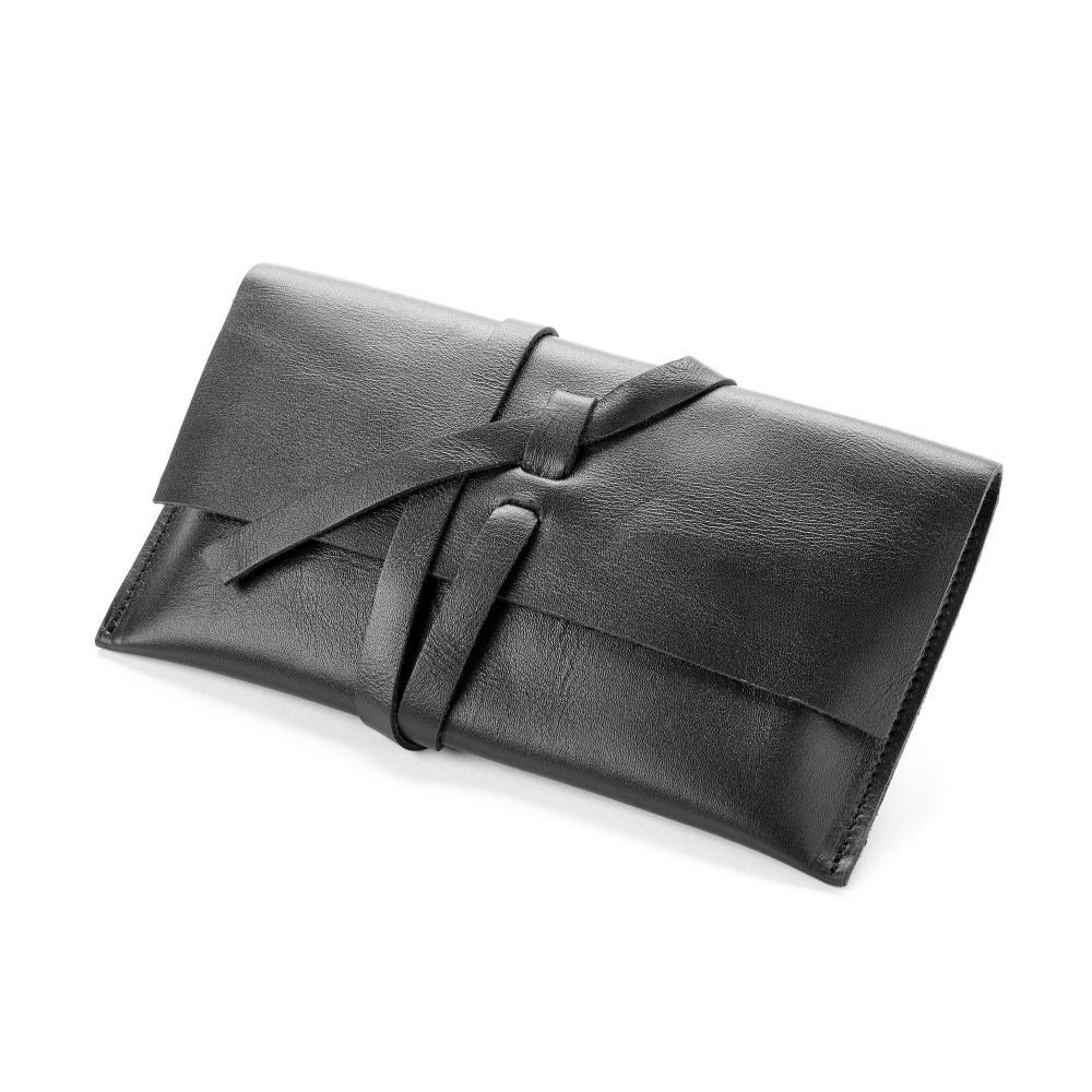 The Sandra black leather clutch wallet by Miina Goods