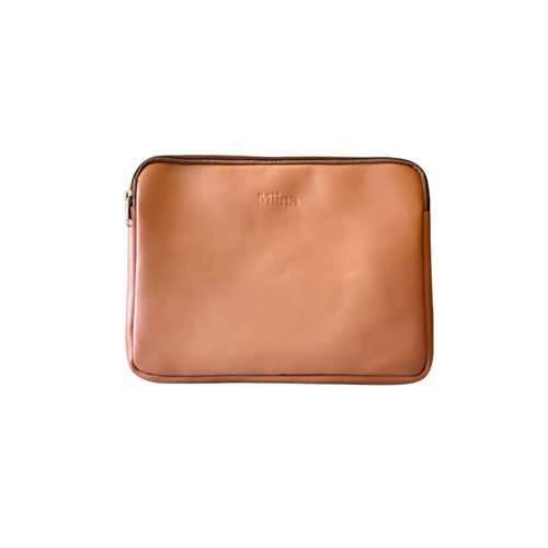 Simpatico laptop case in caramel leather from Miina Goods. 