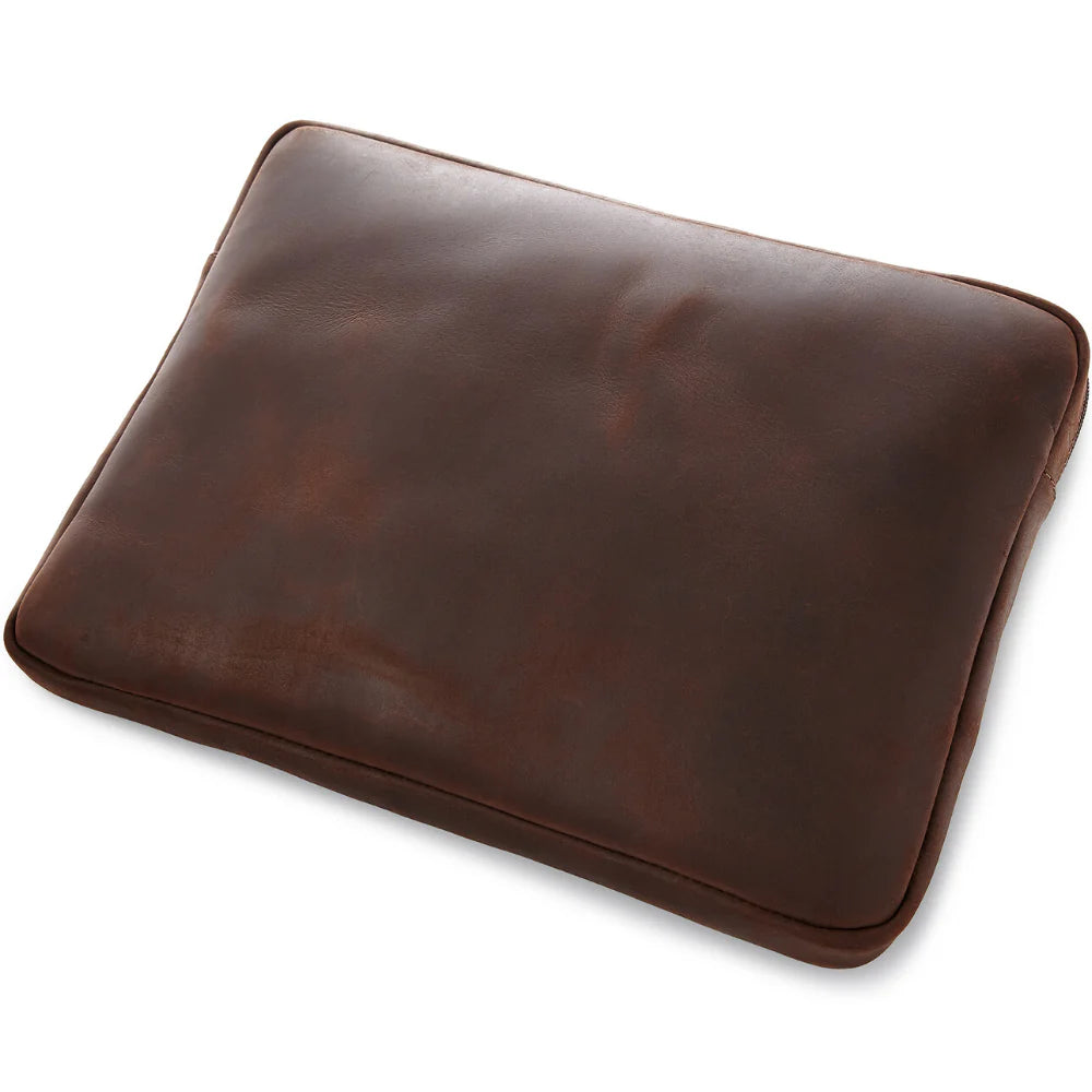 Simpatico laptop case in roasted cocoa leather from Miina Goods. 