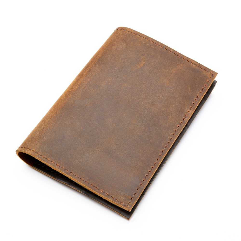Miina Goods viajero passport holder in antique brown leather. 
